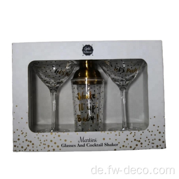 Gold Cocktail Shaker Set mit goldener Martini -Brille